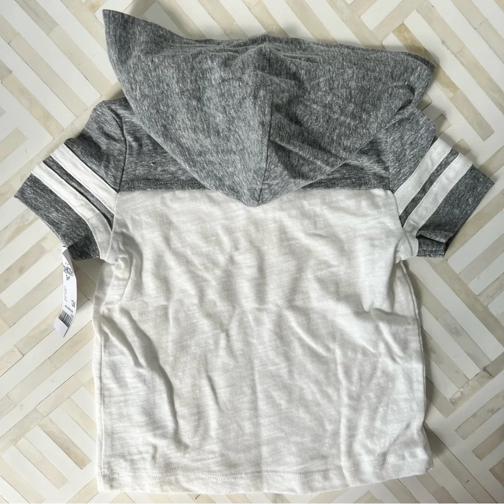OSHKOSH Colorblock Hooded Tee, 12mo - NEW